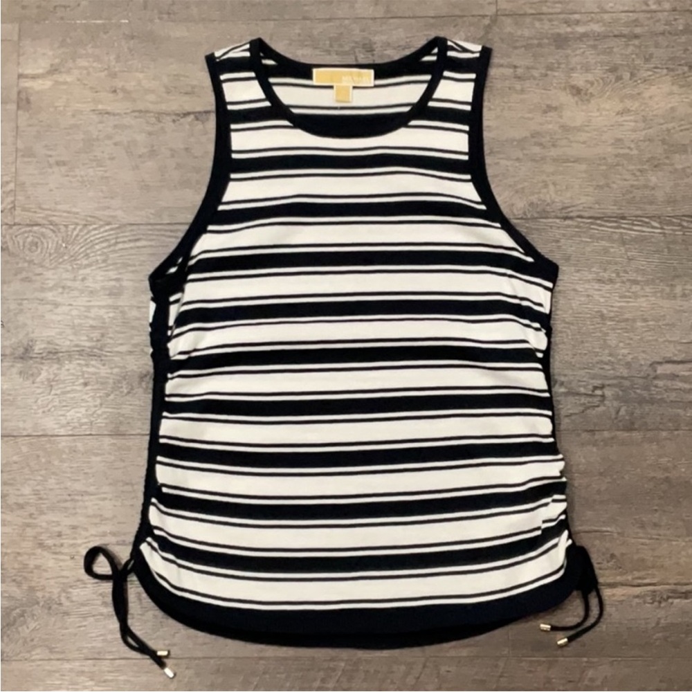 Michael Kors Black and White Striped Tank Top